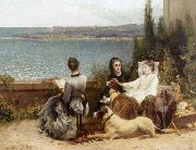 unknow artist Les dames de l'ete avec leur chien Spain oil painting artist